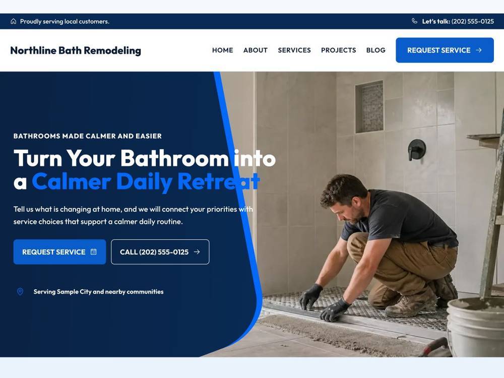 Northline Bath Remodeling homepage design preview